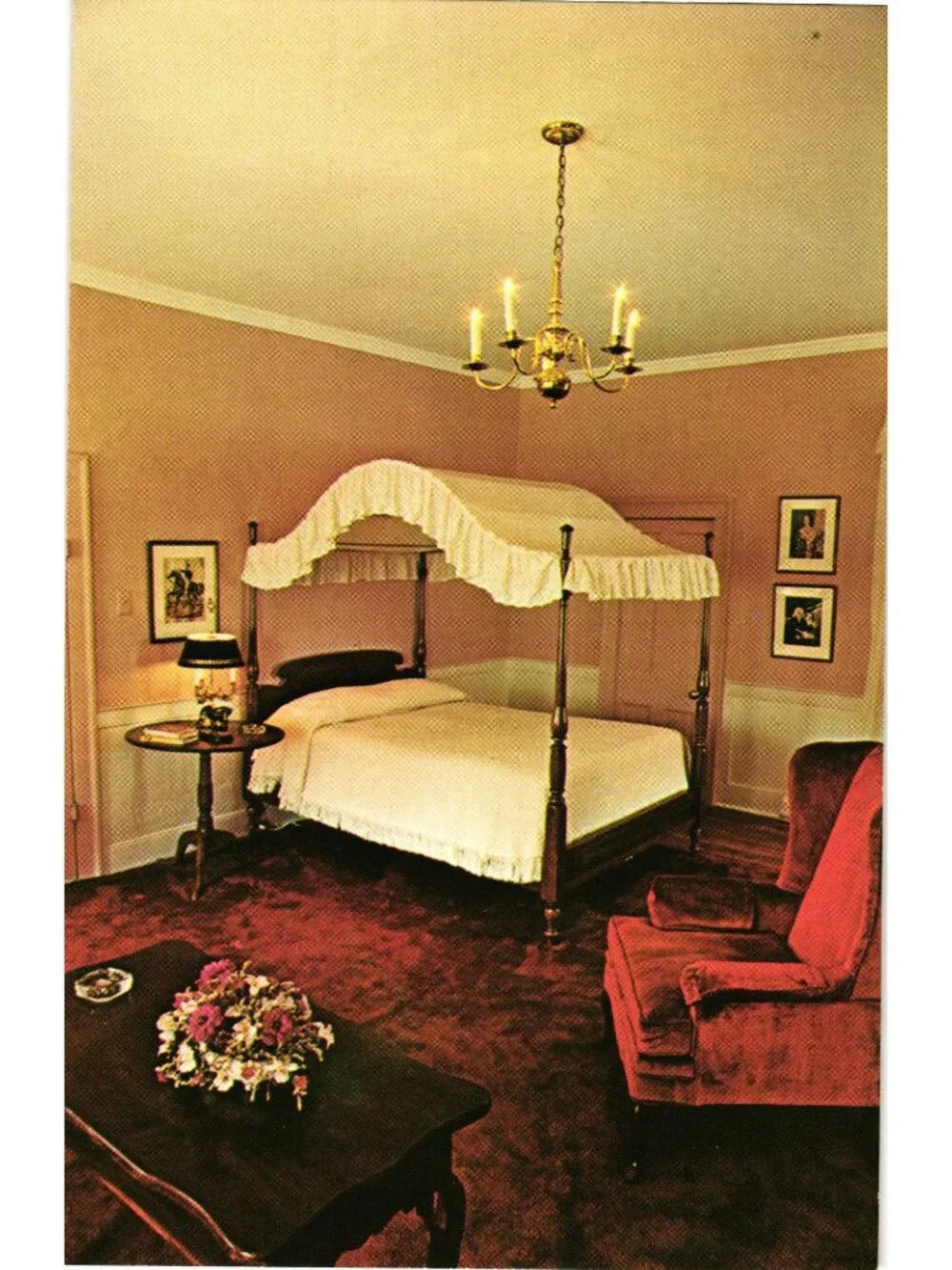Wayside Inn Virginia 1797 Bedroom Interior Postcard Vintage Chrome Unused